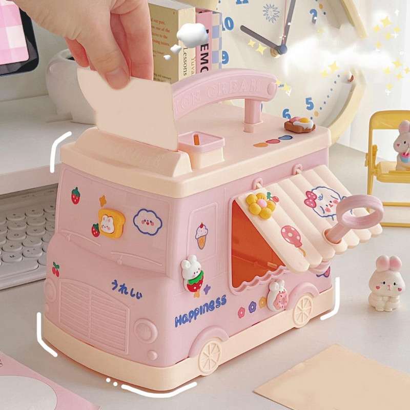 Kawaii bērnu cūciņa banka multfilmas automašīnas forma lielas ietilpības plastmasas burvīga naudas kaste ar slēdzeni Ziemassvētku Jaungada dāvana