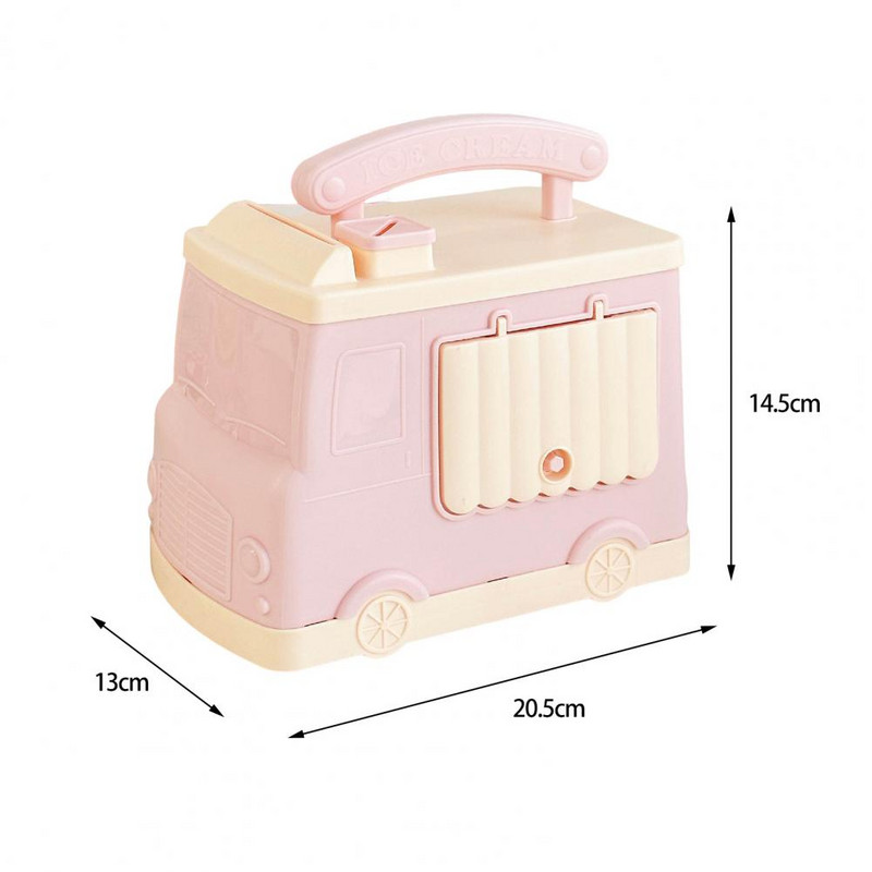 Kawaii bērnu cūciņa banka multfilmas automašīnas forma lielas ietilpības plastmasas burvīga naudas kaste ar slēdzeni Ziemassvētku Jaungada dāvana