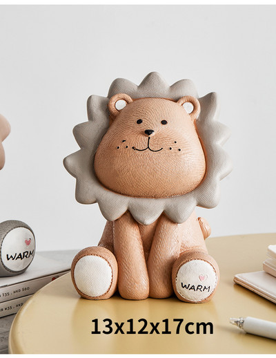 Ziemeļvalstu cūciņa banka Liela, radoša, jauka lauvu monēta Bērnu cūciņa skapītis dekors Dzīvojamās istabas dekors, ornaments naudas kastes