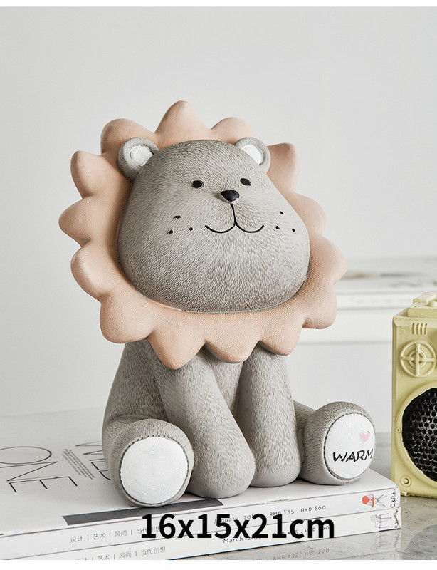 Ziemeļvalstu cūciņa banka Liela, radoša, jauka lauvu monēta Bērnu cūciņa skapītis dekors Dzīvojamās istabas dekors, ornaments naudas kastes