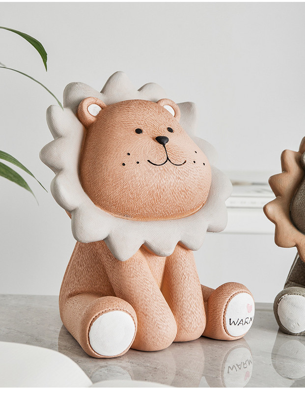 Ziemeļvalstu cūciņa banka Liela, radoša, jauka lauvu monēta Bērnu cūciņa skapītis dekors Dzīvojamās istabas dekors, ornaments naudas kastes