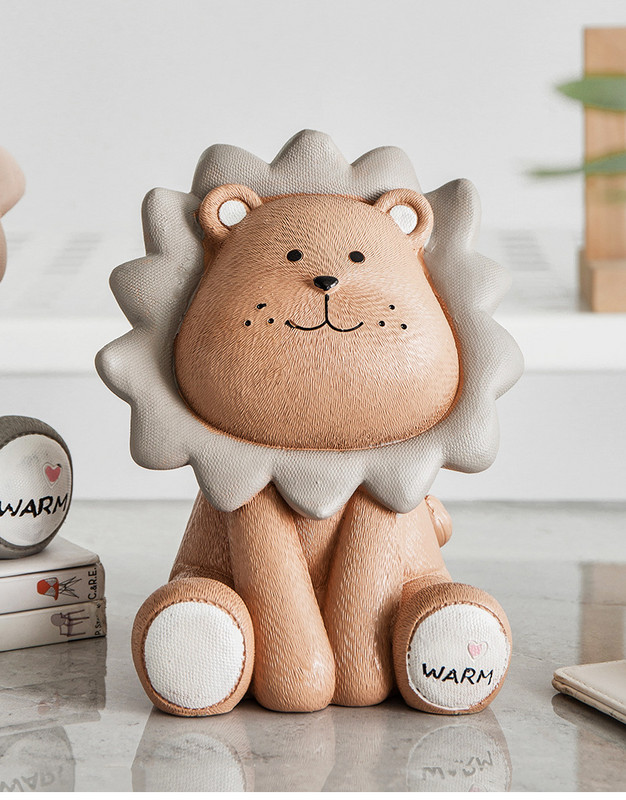 Ziemeļvalstu cūciņa banka Liela, radoša, jauka lauvu monēta Bērnu cūciņa skapītis dekors Dzīvojamās istabas dekors, ornaments naudas kastes