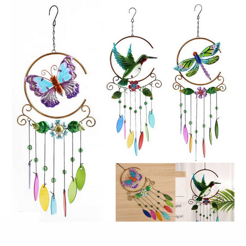 Logs Balkons Kolibri Tauriņš Spāre Vēja Zvani Kulons Pagalms Mājas Sienas Piekaramie Zvani Ornaments Mājas Logu Durvju Dekors