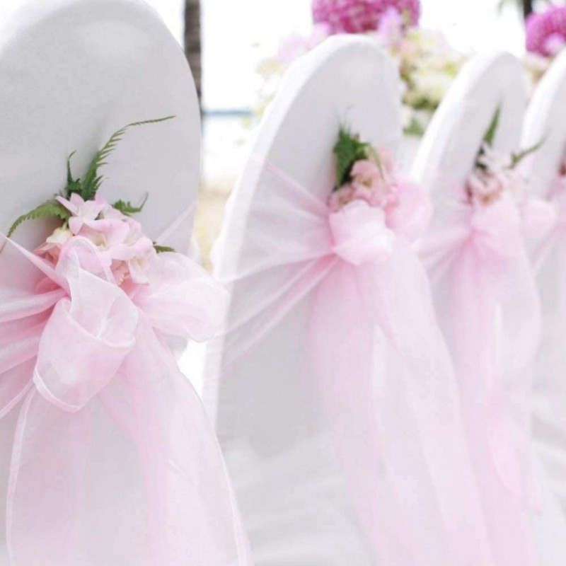 25db Organza Székpántok masni esküvői bulira Karácsonyi Halloween dekoráció Akciós ár Legjobb minőség Csomós szék nyakkendő
