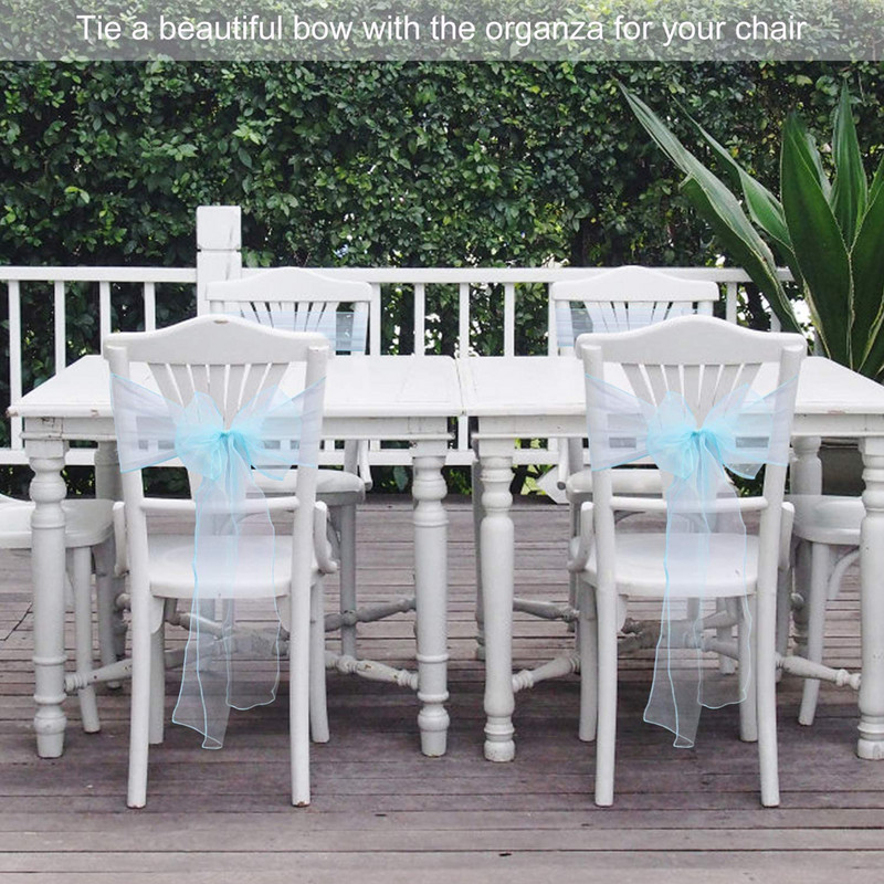 30gab Organza krēslu vērtnes priekšgala kāzu svinībām krēsls kaklasaite kāzu banketu krēsli mezglu pārsegs ballītes dekors DIY mājas dekorēšana