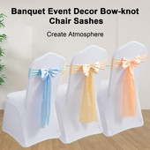 5 db Székszárnyak Élénk színű Puha szövet Mosható Sima Dekoratív Esküvői Bankett Szék Csomós szárnyak Parti kellékek