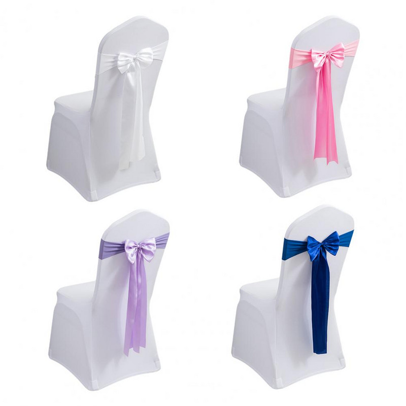 5 db Székszárnyak Élénk színű Puha szövet Mosható Sima Dekoratív Esküvői Bankett Szék Csomós szárnyak Parti kellékek