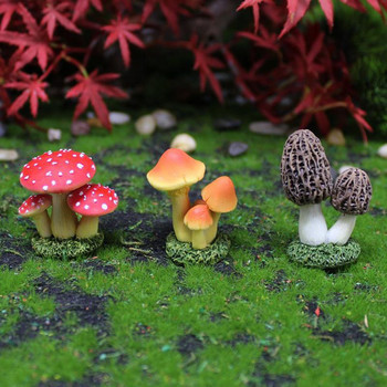 1/3PCS Creative Garden Decor Artificial Gift Simulation Mushroom Statue Resin Διακόσμηση σπιτιού