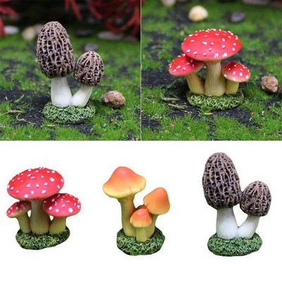 1/3 bucăți creativ decor de grădină cadou artificial simulare ciuperci statuie rășină decorare acasă