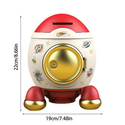 Детска касичка Статуя на ракета във формата на карикатура Парични спестявания Организатор Настолен занаят с изящни стикери за момичета и момчета