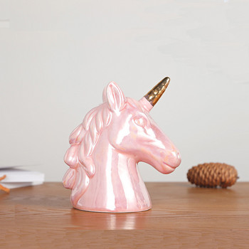 Creative Unicorn Ceramics Piggy Kasica Desktop Сладък декор Монета Буркан за съхранение на пари Деца Спестяване на пари Може Детски подарък за рожден ден