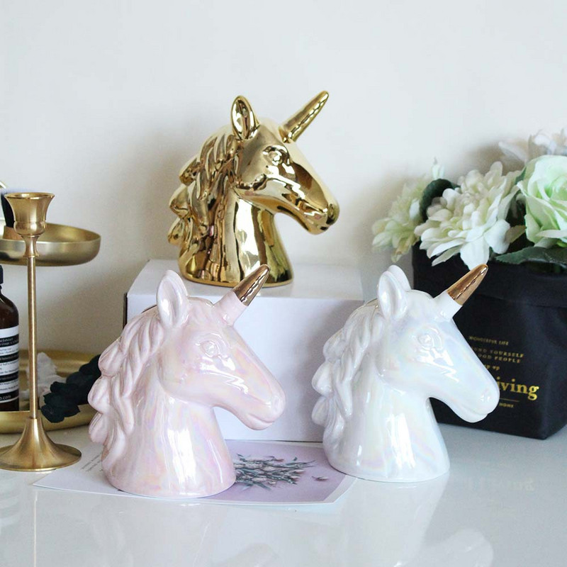 Creative Unicorn Ceramics Κουμπαράς Desktop Χαριτωμένο ντεκόρ Κέρμα Βάζο αποθήκευσης χρημάτων Παιδιά που εξοικονομούν χρήματα μπορούν Παιδιά δώρο γενεθλίων