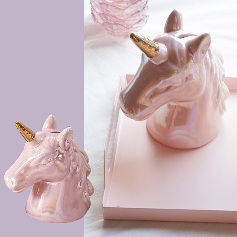 Creative Unicorn Ceramics Κουμπαράς Desktop Χαριτωμένο ντεκόρ Κέρμα Βάζο αποθήκευσης χρημάτων Παιδιά που εξοικονομούν χρήματα μπορούν Παιδιά δώρο γενεθλίων