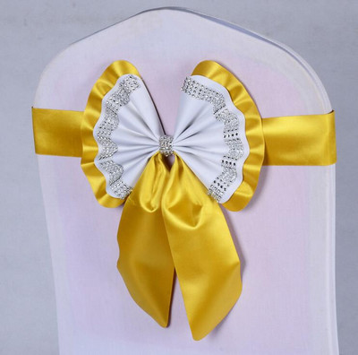 1db Székszárnyak Nyakkendőcsomó Takaró Hátul Elasztikus öv strassz masni bankettre Esküvő Rendezvény Étkezési dekoráció