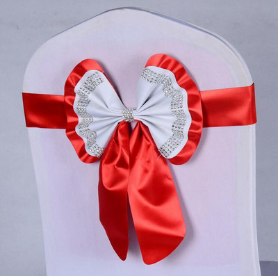 1db Székszárnyak Nyakkendőcsomó Takaró Hátul Elasztikus öv strassz masni bankettre Esküvő Rendezvény Étkezési dekoráció