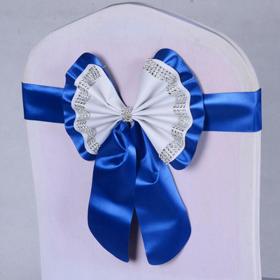 1db Székszárnyak Nyakkendőcsomó Takaró Hátul Elasztikus öv strassz masni bankettre Esküvő Rendezvény Étkezési dekoráció