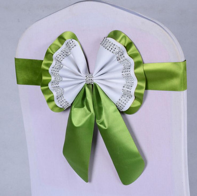 1db Székszárnyak Nyakkendőcsomó Takaró Hátul Elasztikus öv strassz masni bankettre Esküvő Rendezvény Étkezési dekoráció