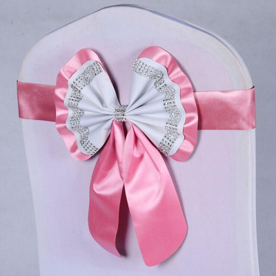 1db Székszárnyak Nyakkendőcsomó Takaró Hátul Elasztikus öv strassz masni bankettre Esküvő Rendezvény Étkezési dekoráció