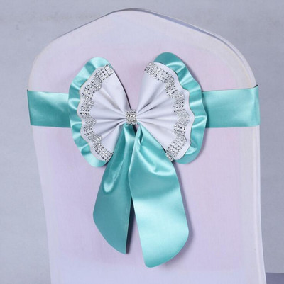 1db Székszárnyak Nyakkendőcsomó Takaró Hátul Elasztikus öv strassz masni bankettre Esküvő Rendezvény Étkezési dekoráció