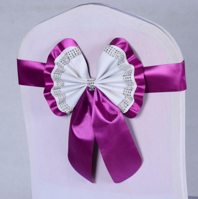 1db Székszárnyak Nyakkendőcsomó Takaró Hátul Elasztikus öv strassz masni bankettre Esküvő Rendezvény Étkezési dekoráció