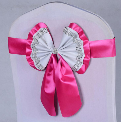 1db Székszárnyak Nyakkendőcsomó Takaró Hátul Elasztikus öv strassz masni bankettre Esküvő Rendezvény Étkezési dekoráció