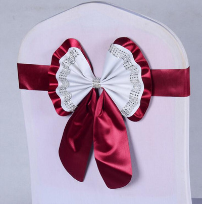 1db Székszárnyak Nyakkendőcsomó Takaró Hátul Elasztikus öv strassz masni bankettre Esküvő Rendezvény Étkezési dekoráció