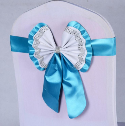 1db Székszárnyak Nyakkendőcsomó Takaró Hátul Elasztikus öv strassz masni bankettre Esküvő Rendezvény Étkezési dekoráció