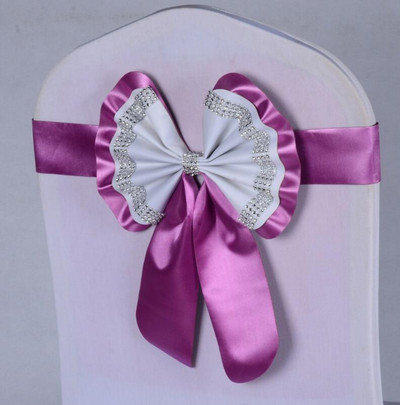 1db Székszárnyak Nyakkendőcsomó Takaró Hátul Elasztikus öv strassz masni bankettre Esküvő Rendezvény Étkezési dekoráció