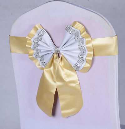 1db Székszárnyak Nyakkendőcsomó Takaró Hátul Elasztikus öv strassz masni bankettre Esküvő Rendezvény Étkezési dekoráció