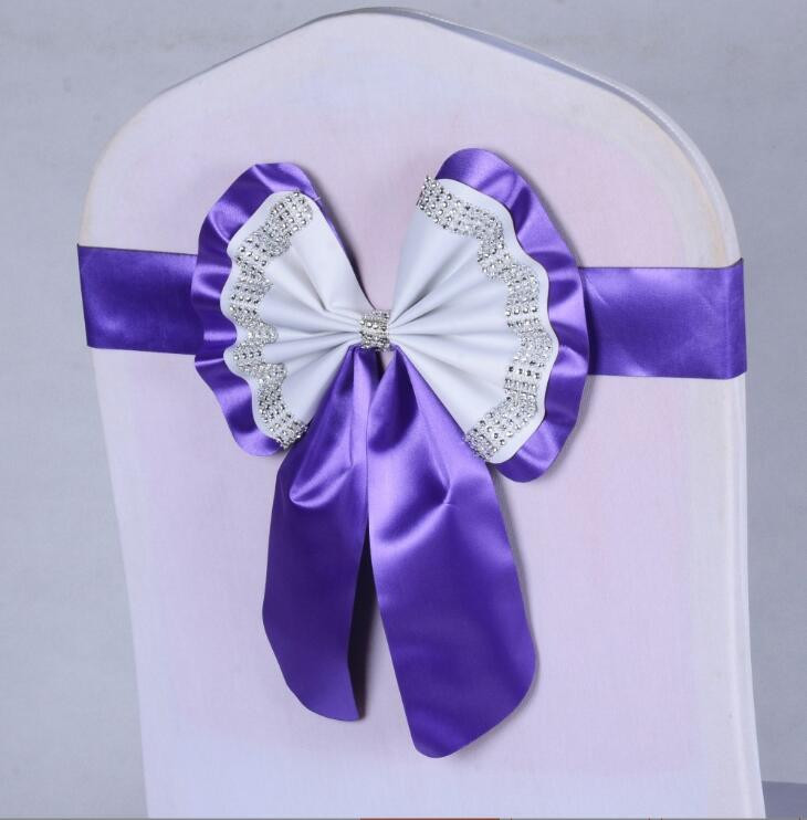 1db Székszárnyak Nyakkendőcsomó Takaró Hátul Elasztikus öv strassz masni bankettre Esküvő Rendezvény Étkezési dekoráció