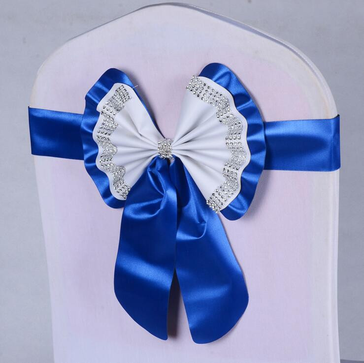 1db Székszárnyak Nyakkendőcsomó Takaró Hátul Elasztikus öv strassz masni bankettre Esküvő Rendezvény Étkezési dekoráció