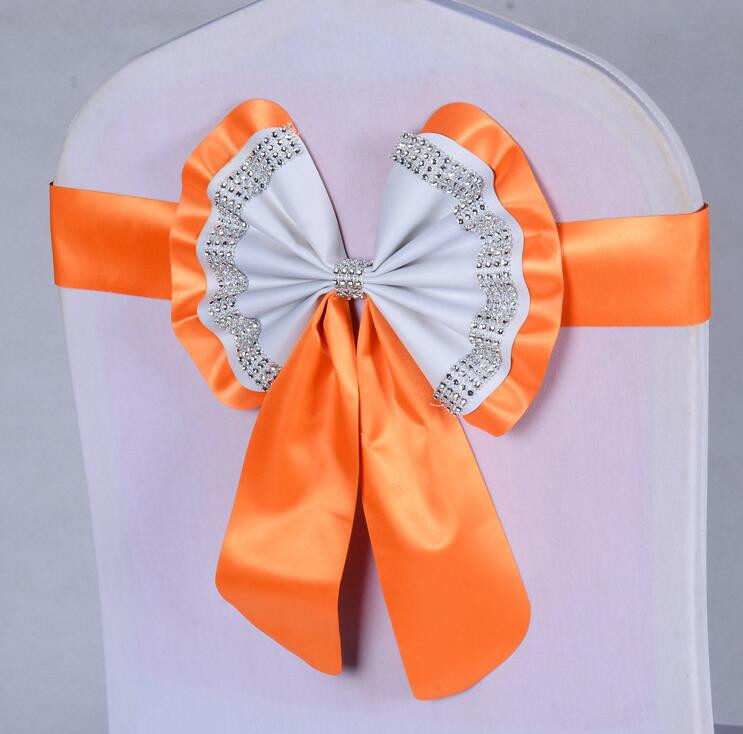 1db Székszárnyak Nyakkendőcsomó Takaró Hátul Elasztikus öv strassz masni bankettre Esküvő Rendezvény Étkezési dekoráció