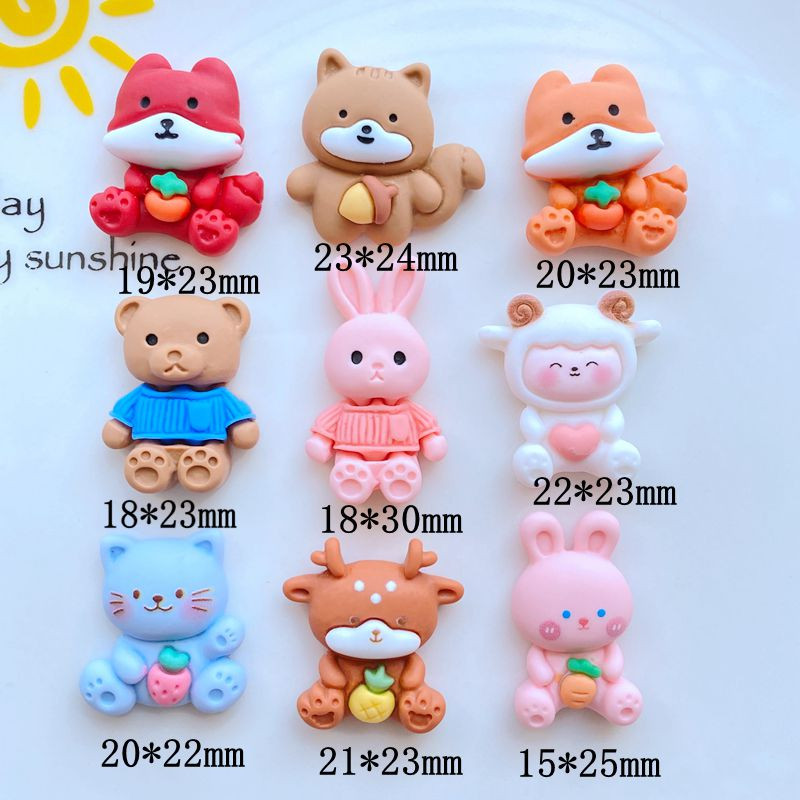 10 gab. Jaunas, jaukās, mini multfilmas, dzīvnieku sērija, plakana aizmugure, sveķu kabošoni