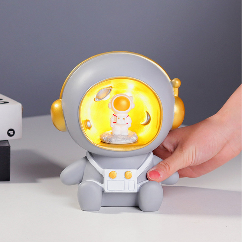 1vnt Astronautas Piggy Bank Pinigų dėžutės su lempa Berniuko Mergaitės Vaiko gimtadienio Mergaičių stalo puošmena Monetų bankas suaugusiems