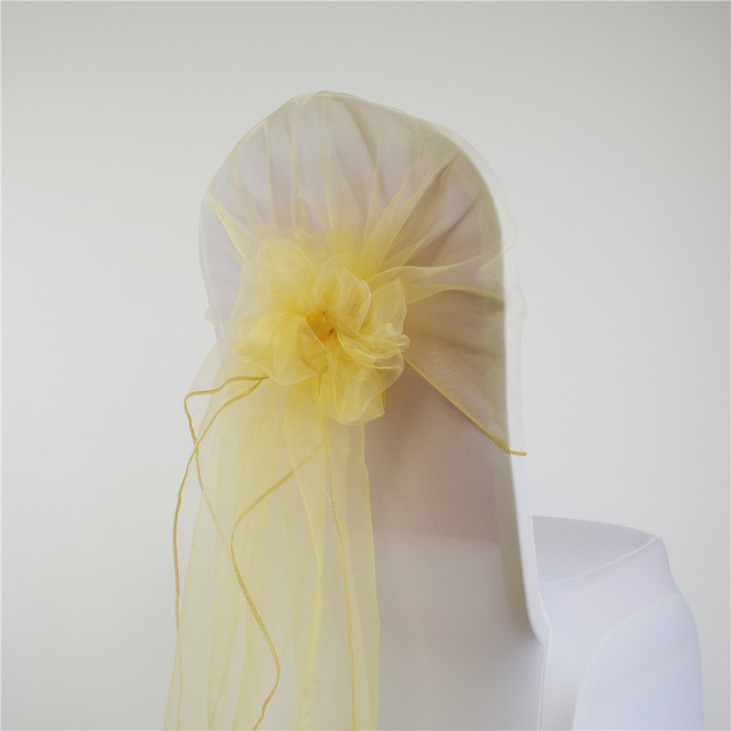 65*275cm Organza Scaune Cercete Scaun de nuntă Bandă Capotă Arc Capă pentru Nunta Chiar și Petrecere Banchet Scaune Acasă Decorare Nod