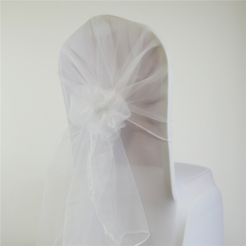 65*275cm Organza Scaune Cercete Scaun de nuntă Bandă Capotă Arc Capă pentru Nunta Chiar și Petrecere Banchet Scaune Acasă Decorare Nod