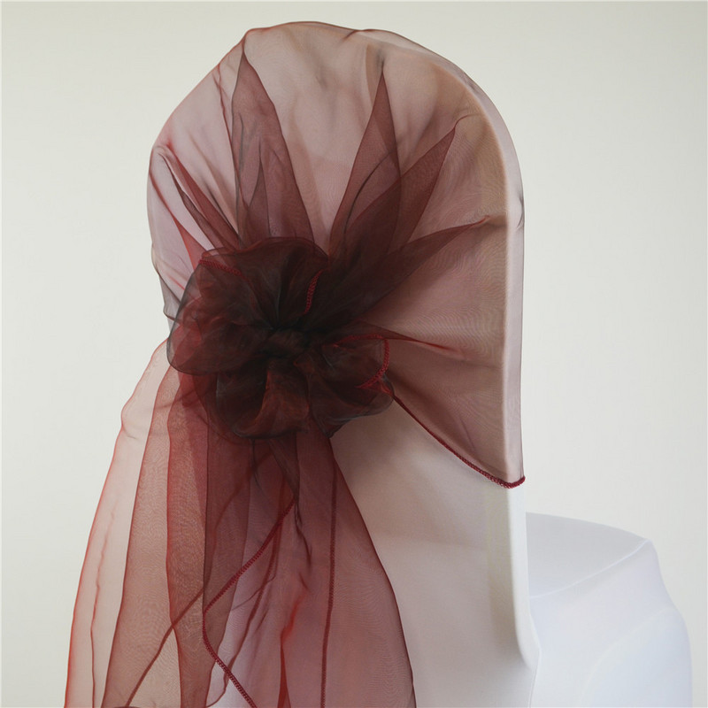 65*275cm Organza Scaune Cercete Scaun de nuntă Bandă Capotă Arc Capă pentru Nunta Chiar și Petrecere Banchet Scaune Acasă Decorare Nod