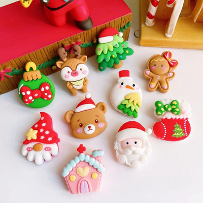10 komada novih slatkih mini božićnih serija kabošona od smole s ravnom pozadinom. Scrapbooking DIY pribor za ukrašavanje nakita