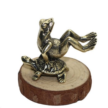 Ρετρό ορείχαλκος Διαλογισμός Ζεν Βουδισμός Άγαλμα βάτραχου Μικρό στολίδι Χάλκινο γλυπτό ζώων Θυμιατήρι Διακόσμηση γραφείου σπιτιού Τσάι κατοικίδιο