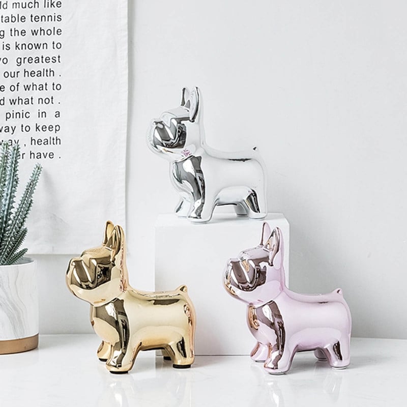 Prancūzų buldogas Piggy Bank paauksuotas amatas statulėlė Pinigų taupymo dėžutė, skirta namų miegamojo svetainei dekoruoti Drop Shipping