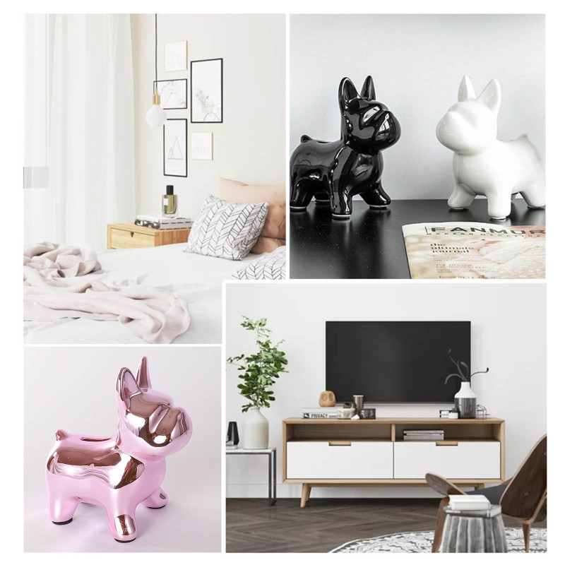 Prancūzų buldogas Piggy Bank paauksuotas amatas statulėlė Pinigų taupymo dėžutė, skirta namų miegamojo svetainei dekoruoti Drop Shipping