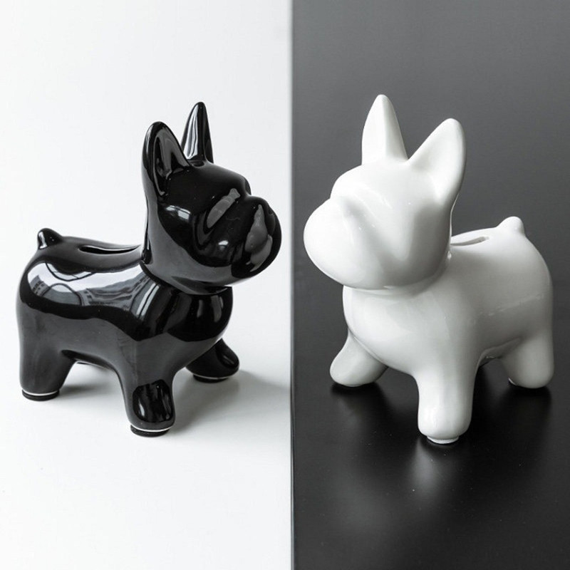 Prancūzų buldogas Piggy Bank paauksuotas amatas statulėlė Pinigų taupymo dėžutė, skirta namų miegamojo svetainei dekoruoti Drop Shipping