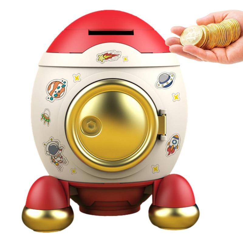 Bērnu krājkasīte multfilma raķešu statuja naudas kaste uz galda virsmas amatniecības glabāšanas kaste Mājas dekors Naudas taupīšanas kaste dāvanas dzimšanas dienā