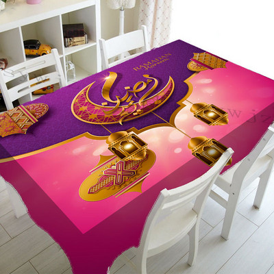 Eid restorāna dekorēšana galdauts Musulmaņu Ramadāna dekorēšana gobelēns Islāma pusmēness Taisnstūra ūdensizturīgs galdauts