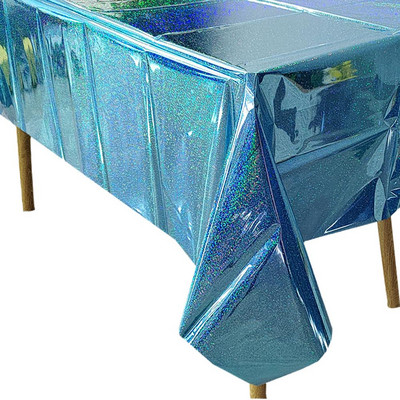 Alumīnija folijas galdauts spīdīgs varavīksnes melns taisnstūra galdauts ēdamgalda pārsegs kāzu svinību banketu dekorēšanai O9K2