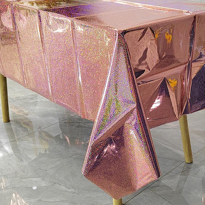 Alumīnija folijas galdauts spīdīgs varavīksnes melns taisnstūra galdauts ēdamgalda pārsegs kāzu svinību banketu dekorēšanai O9K2