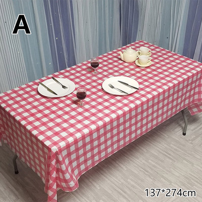 Eldobható terítő 137X274 cm Kockás csíkos hullámmintás műanyag vízálló olajálló terítő party kültéri grill piknik szőnyegek