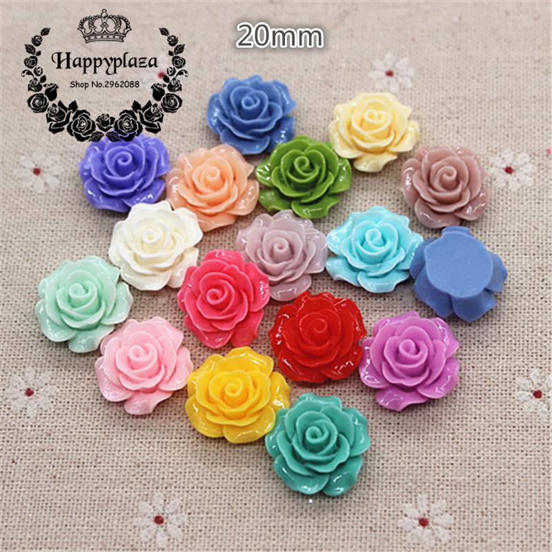 30 gab. 20 mm sveķu kamēlijas ziedi ar plakanu muguru Cabochon rotaslietas / amatniecības rotājumi (bez cauruma)
