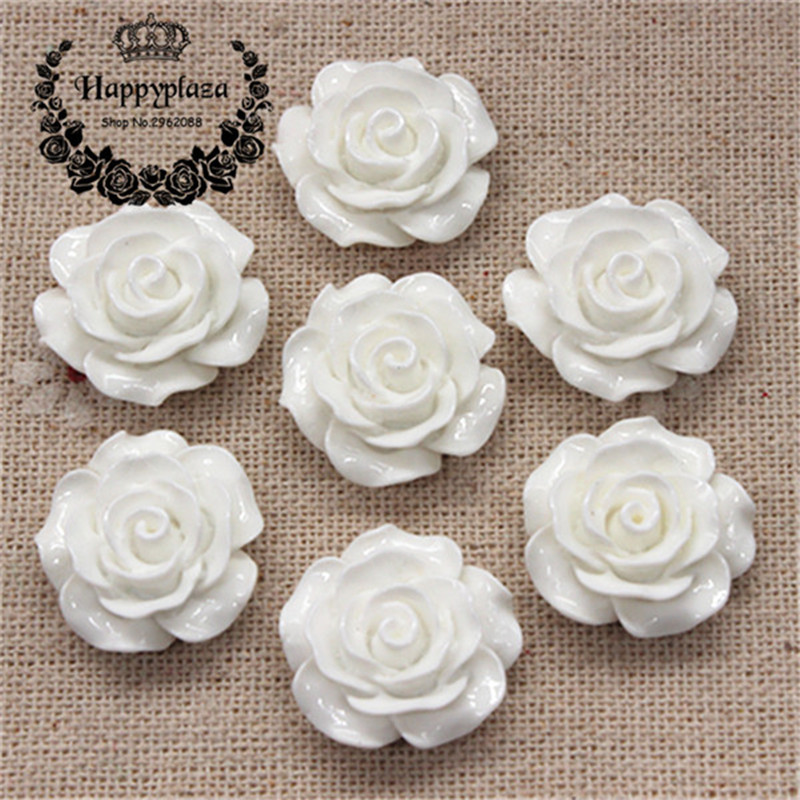 30 gab. 20 mm sveķu kamēlijas ziedi ar plakanu muguru Cabochon rotaslietas / amatniecības rotājumi (bez cauruma)