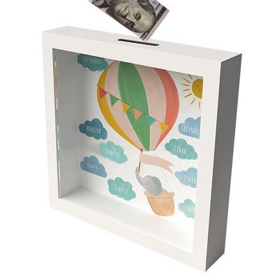 Дървени касички за деца 3D фото рамка Money Bank Касичка Creative Направи си сам монетна банка Подарък за рожден ден Декорация на дома